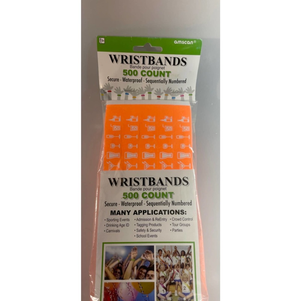New Amscan Secure & Waterproof Sequentially Nimbered Event Wristbands 21&Over
